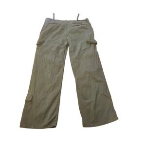 Zara Olive Green Cargo Pants Wide Leg Utility Casual Trousers USA 12